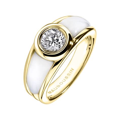 in Yellow Gold with Diamonds and White Mother